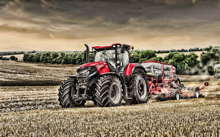 Case IH Optum 300 CVX, 4k, fertilizantes campos, 2019 tratores, m&#225;quinas agr&#237;colas, novo Optum 300 CVX, HDR, agricultura, colheita, trator no campo, Caso