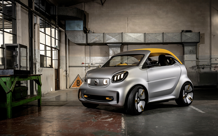 Smart Forease, 2019, esterno, vista frontale, compact auto elettrica, nuovo bianco Smart, cabrio, tedesco auto elettriche, Smart