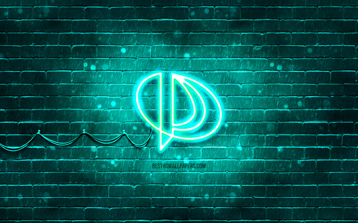 palit turquoise logo, 4k, turquoise brickwall, palit logo, marques, palit n&#233;on logo, palit