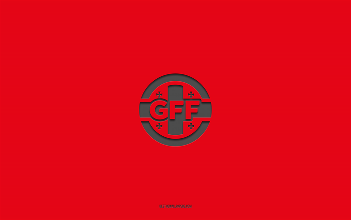 Georgia national football team, red background, football team, emblem, UEFA, Georgia, football, Georgia national football team logo, Europe