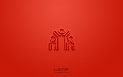 leadership 3d -kuvake, красный tausta, 3d-symbolit, johtajuus, liiketoimintakuvakkeet, 3d-kuvakkeet, johtomerkki, business 3d -kuvakkeet