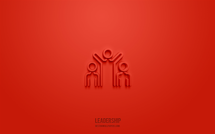 leadership 3d -kuvake, красный tausta, 3d-symbolit, johtajuus, liiketoimintakuvakkeet, 3d-kuvakkeet, johtomerkki, business 3d -kuvakkeet