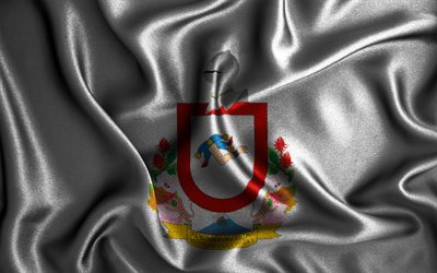 Colima flag, 4k, silk wavy flags, mexican states, Day of Colima, fabric flags, Flag of Colima, 3D art, Colima, North America, States of Mexico, Colima 3D flag, Mexico
