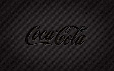 Coca-Cola carbon logo, 4k, grunge art, carbon background, creative, Coca-Cola black logo, brands, Coca-Cola logo, Coca-Cola