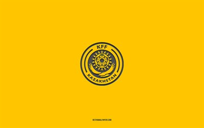 nazionale di calcio del kazakistan, sfondo giallo, squadra di calcio, emblema, uefa, kazakistan, calcio, logo della nazionale di calcio del kazakistan, europa