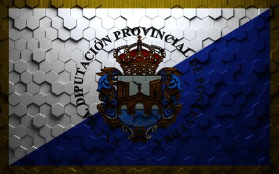 Flag of Pontevedra, honeycomb art, Pontevedra hexagons flag, Pontevedra 3d hexagons art, Pontevedra flag