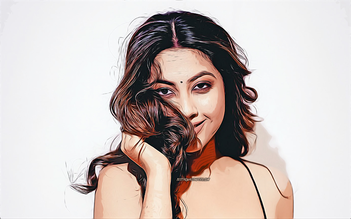 Aashika Bhatia, 4k, vector art, Bollywood, indian actress, celebrity drawings, Aashika Bhatia drawing, indian celebrity, movie stars, Aashika Bhatia 4K