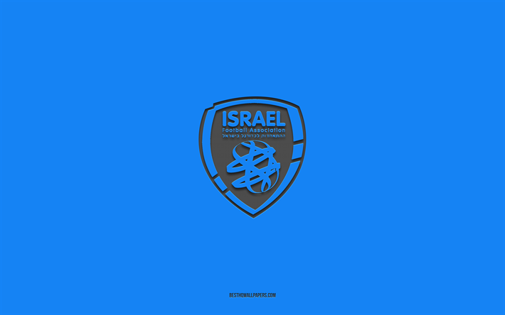 equipo nacional de f&#250;tbol de israel, fondo azul, equipo de f&#250;tbol, ​​emblema, uefa, israel, f&#250;tbol, ​​logotipo del equipo nacional de f&#250;tbol de israel, europa