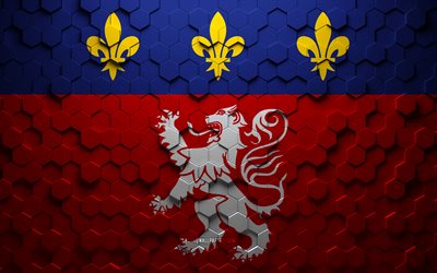 Flag of Lyonnais, honeycomb art, Lyonnais hexagons flag, Lyonnais 3d hexagons art, Lyonnais flag