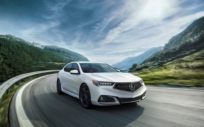 Acura TLX, A-Spec, 2018, Sports kit, new Acura, white TLX, Japanese cars, Acura