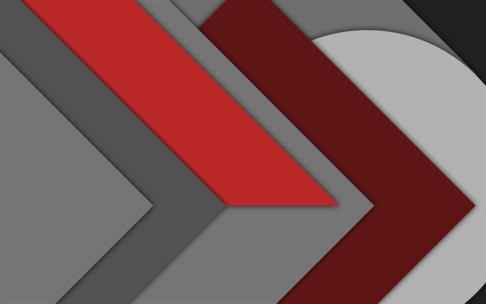 4k, arrows, android, gray maroon red, lollipop, geometric shapes, material design, creative, geometry, colorful background