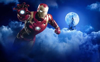 Iron Man, 4k, supersankareita, kuu, DC Comics, IronMan