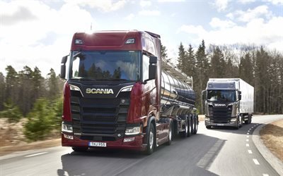 Scania S650, 2018, LKW, v8, camiones nuevos, semirremolque, cami&#243;n cisterna, transporte de carga, la carga, la entrega de conceptos, el transporte de gasolina, Scania