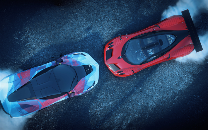 Pagani Huayra, Ferrari LaFerrari, 4k, racing simulator, 2018 games, The Crew 2