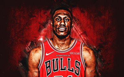Thaddeus Young, Chicago Bulls, NBA, American basketball player, portrait, red stone background, National Basketball Association, USA, basketball