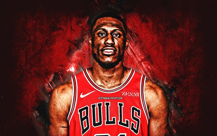 Thaddeus Young, Chicago Bulls NBA, giocatore di basket Americano, ritratto, rosso pietra sfondo, Associazione Nazionale di Basket, USA, basket