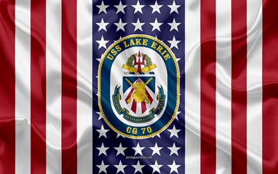 USS湖エリーエンブレム, CG-70, アメリカのフラグ, 米海軍, 米国, USS湖エリーバッジ, 米軍艦, エンブレム、オンラインでエリー湖