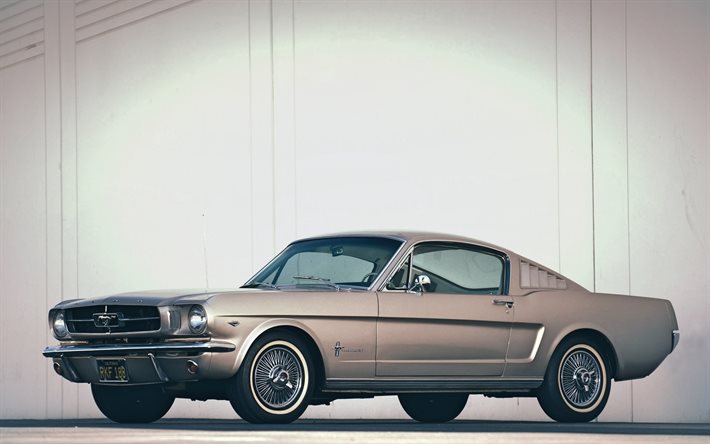 Ford Mustang, estacionamento, 1967 carros, retro carros, muscle cars, 1967 Ford Mustang, os carros americanos, Ford