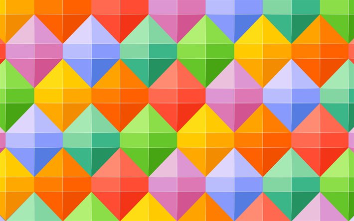4k, geometric shapes, colorful rhombuses, android, colorful lines, lollipop, material design, geometry, creative, strips, colorful backgrounds, abstract art