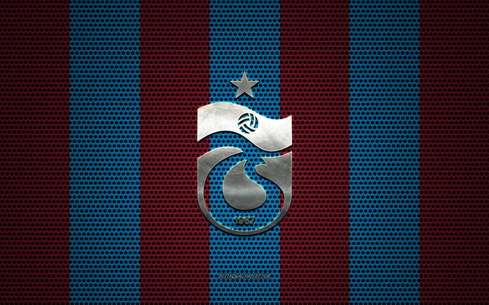 Trabzonspor logo, squadra di calcio turco, metallo emblema, rosso-blu, di maglia di metallo sfondo, Super Lig, Trabzonspor, Super League turca, Trabzon, Turchia, calcio