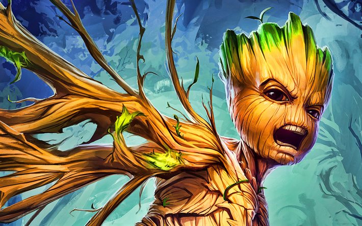 Download wallpapers Baby Groot, 3D art, Guardians of the Galaxy ...