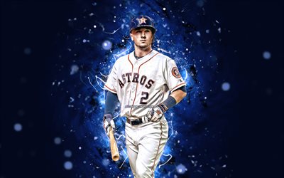 Alex Bregman, 4k, MLB, los Astros de Houston, base, b&#233;isbol, Alexander David Bregman, de la Liga Mayor de B&#233;isbol, luces de ne&#243;n, Alex Bregman los Astros de Houston, Alex Bregman 4K
