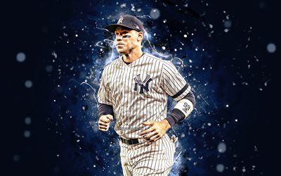 Aar&#243;n Juez, 4k, MLB, los Yankees de Nueva York, el jardinero, el b&#233;isbol, Aaron James Juez de la Liga Mayor de B&#233;isbol, luces de ne&#243;n, Aar&#243;n Juez de los Yankees de Nueva York, Aaron Juez 4K, de los Yankees de NY