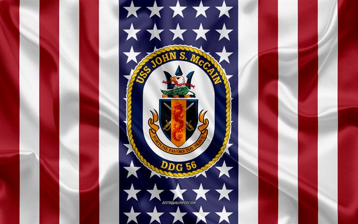 USSジョンSマケインエンブレム, DDG-56, アメリカのフラグ, 米海軍, 米国, USSジョンSマケインバッジ, 米軍艦, エンブレムのUSSジョンSマケイン