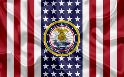 USS John C Stennis Emblem, CVN-74, American Flag, US Navy, USA, USS John C Stennis Badge, US warship, Emblem of the USS John C Stennis