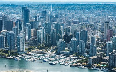 Vancouver, grattacieli, edifici moderni, cityscape, orizzonte, edifici, British Columbia, Canada