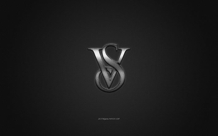 Victorias Secret-logo, metalli-tunnus, asustebr&#228;ndin&#228;, mustan hiilen rakenne, global vaatteita tuotemerkkej&#228;, Victorias Secret, muoti k&#228;site, Victorias Secret-tunnus