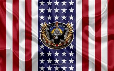 USS John Warner Emblema, SSN-785, Bandiera Americana, US Navy, USA, la USS John Warner Distintivo, NOI da guerra, Emblema della USS John Warner