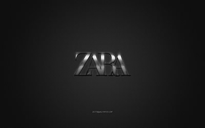 Zara logotipo, emblema de metal, marca de ropa, el carbono negro, la textura, el mundial de marcas de ropa, Zara, concepto moda, Zara emblema