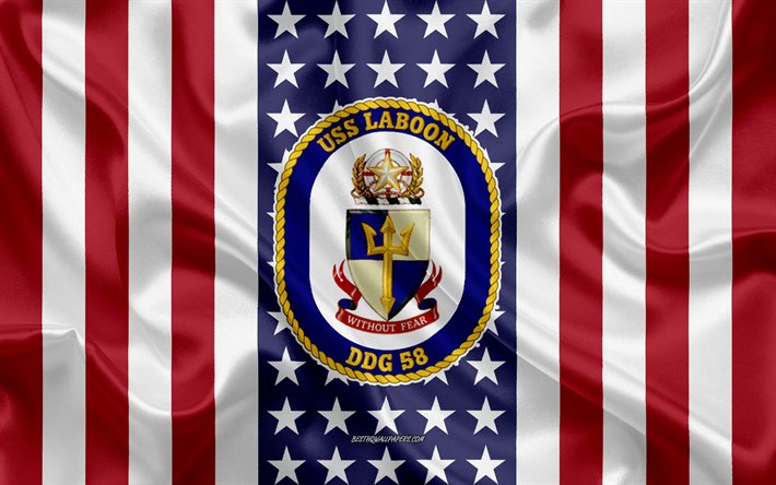 USS Laboonエンブレム, DDG-58, アメリカのフラグ, 米海軍, 米国, USS Laboonバッジ, 米軍艦, エンブレム、オンラインでのLaboon