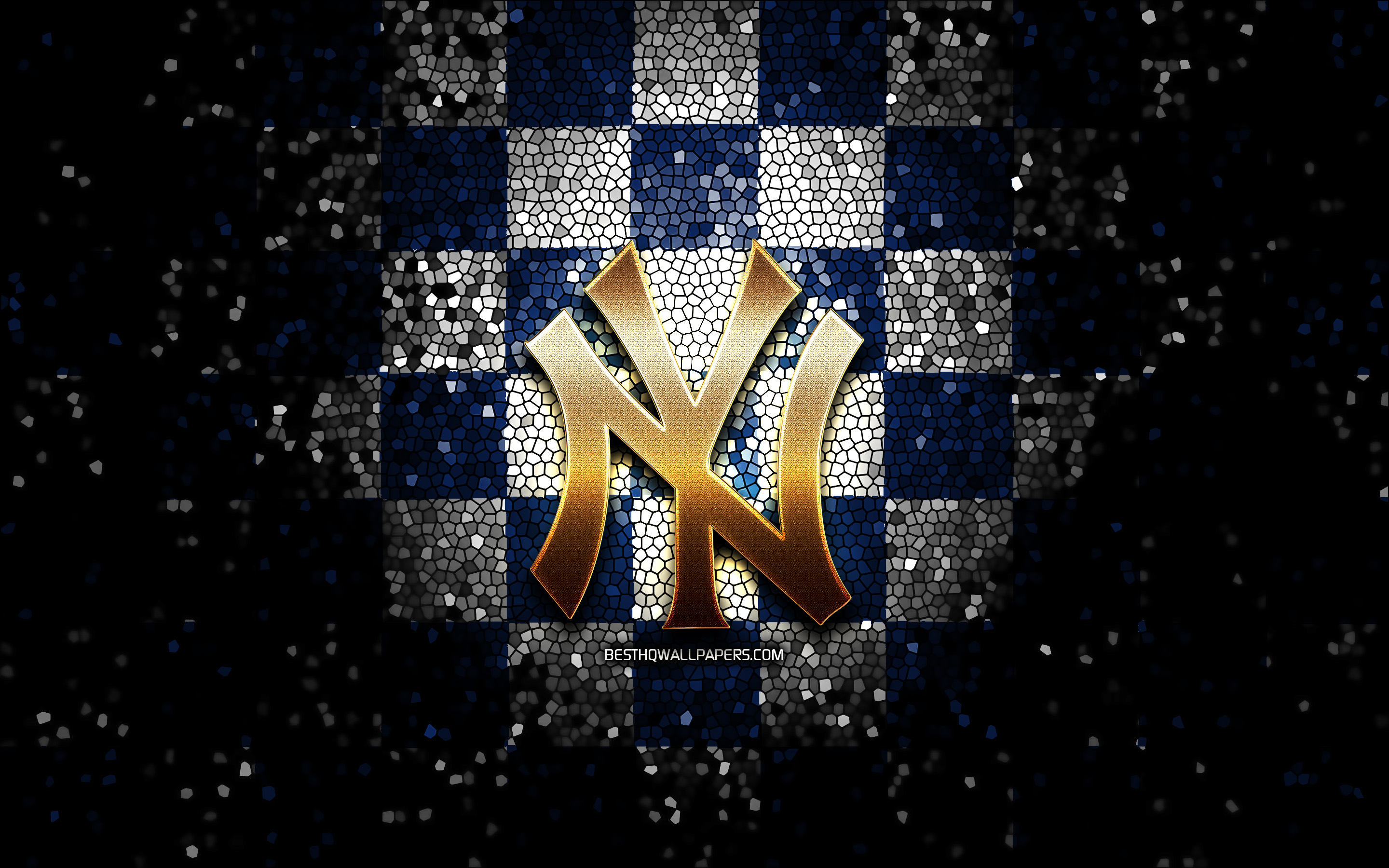 Download wallpapers New York Yankees, glitter logo, MLB, blue white  checkered background, USA, american baseball team, New York Yankees logo,  mosaic art, baseball, America, NY Yankees for desktop with resolution  2880x1800. High
