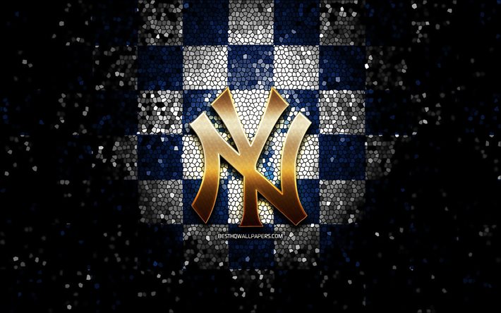 Descargar fondos de pantalla Los Yankees de nueva York, el brillo del  logotipo, MLB, azul, blanco, fondo de cuadros, estados UNIDOS, american  equipo de béisbol de los New York Yankees logotipo, mosaico