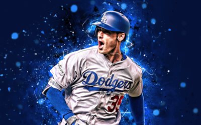 Cody Bellinger, 4k, MLB, Los Angeles Dodgers, baseman, baseball, Cody James Bellinger, Major League Baseball, neon lights, Cody Bellinger Dodgers, Cody Bellinger 4K, LA Dodgers
