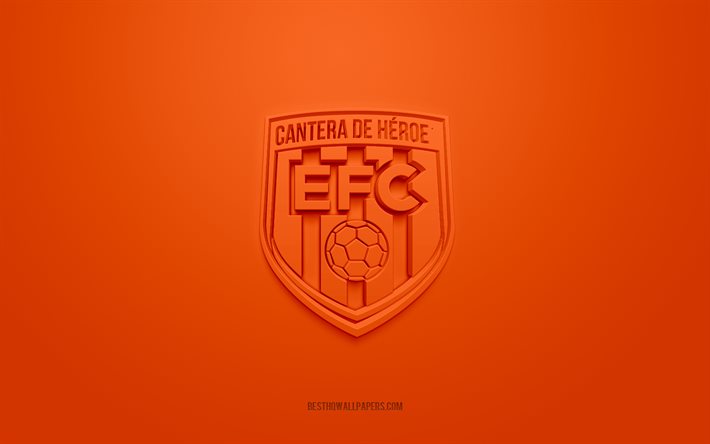 Envigado FC, cr&#233;atrice du logo 3D, fond orange, 3d embl&#232;me, Colombienne football club, Categoria Primera A, Envigado, Colombie, art 3d, le football, le Envigado FC logo 3d