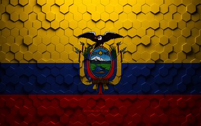 Flag of Ecuador, honeycomb art, Ecuador hexagons flag, Ecuador, 3d hexagons art, Ecuador flag