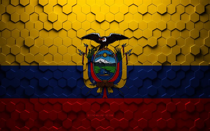 Lipun Ecuador, honeycomb art, Ecuadorin lippu laput, Ecuador, 3d-laput art, Ecuadorin lippu