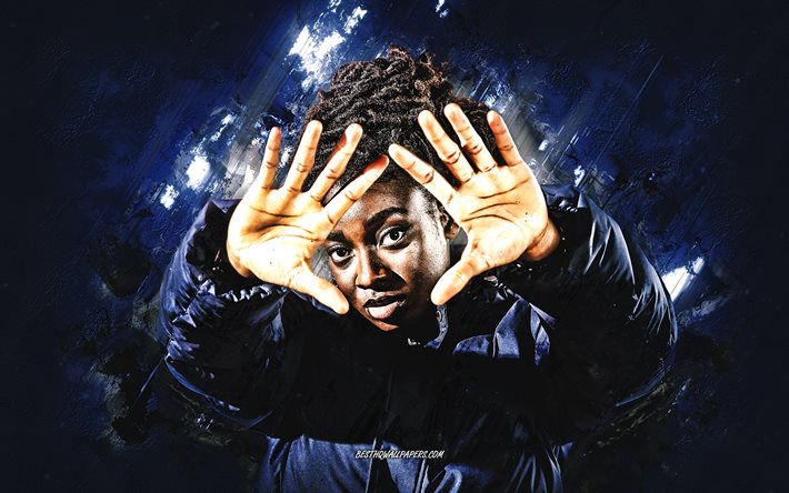 Poco Simz, British rapper, Simbiatu Abisola Abiola Ajikawo, pietra blu di sfondo, grunge, arte, Poco Simz arte