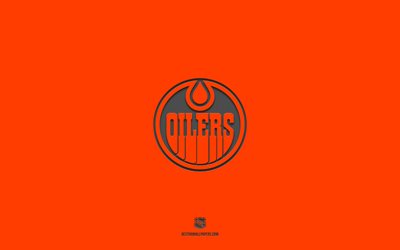 Edmonton Oilers, oranssi tausta, American hockey team, Edmonton Oilers-tunnus, NHL, USA, j&#228;&#228;kiekko, Edmonton Oilers-logo
