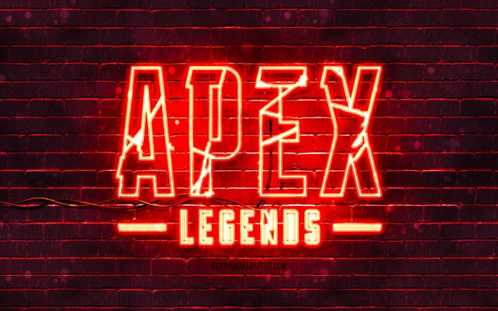 Apex Legends red emblem, 4k, red brickwall, Apex Legends emblem, games brands, Apex Legends neon emblem, Apex Legends