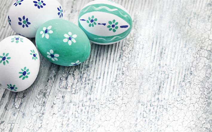 Easter eggs, painted eggs, Easter, decoration, Easter background, spring, wooden background