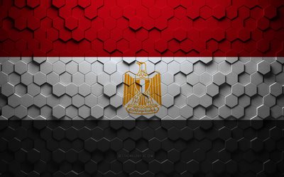 Flag of Egypt, honeycomb art, Egypt hexagons flag, Egypt, 3d hexagons art, Egypt flag