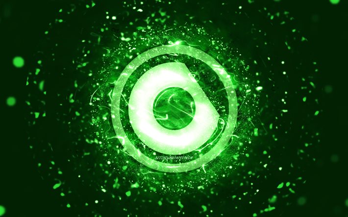 Nicky Romero yeşil logosu, 4k, Hollandalı DJ&#39;ler, yeşil neon ışıkları, yaratıcı, yeşil arka plan, Nick Rotteveel, Nicky Romero logosu, m&#252;zik yıldızları, Nicky Romero