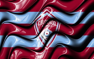 Colorado Rapids -lippu, 4k, violetit ja siniset 3D-aallot, MLS, amerikkalainen jalkapallojoukkue, jalkapallo, Colorado Rapids-logo, Colorado Rapids FC
