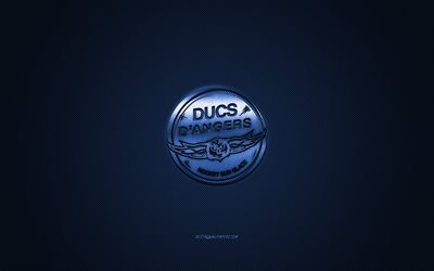 Ducs DAngers, French ice hockey team, blue logo, blue carbon fiber background, Ligue Magnus, hockey, Angers, France, Ducs DAngers logo