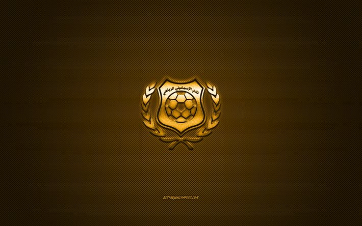 Ismaily SC, squadra di calcio egiziana, logo giallo, sfondo giallo in fibra di carbonio, Premier League egiziana, calcio, Ismailia, Egitto, logo Ismaily SC
