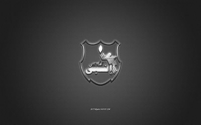 Enppi SC, エジプトのサッカークラブ, シルバーロゴ, 灰色の炭素繊維の背景, エジプトプレミアリーグ, フットボール。, カイロ, エジプト, EnppiSCロゴ